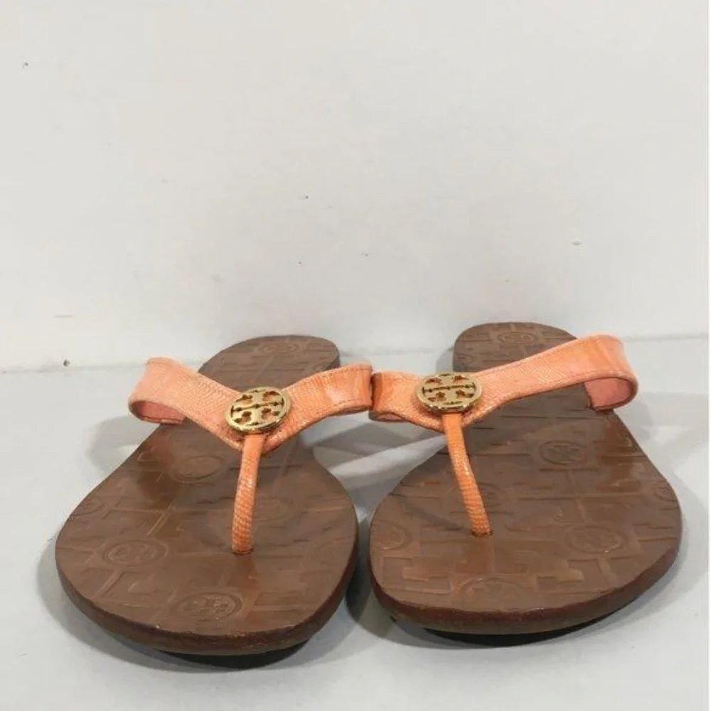 Women’s Tory Burch Orange Leather Thong Flats Sandals Size 8M